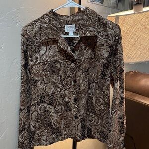 Christopher & Banks Brown Paisley jacket/top Size Medium A003